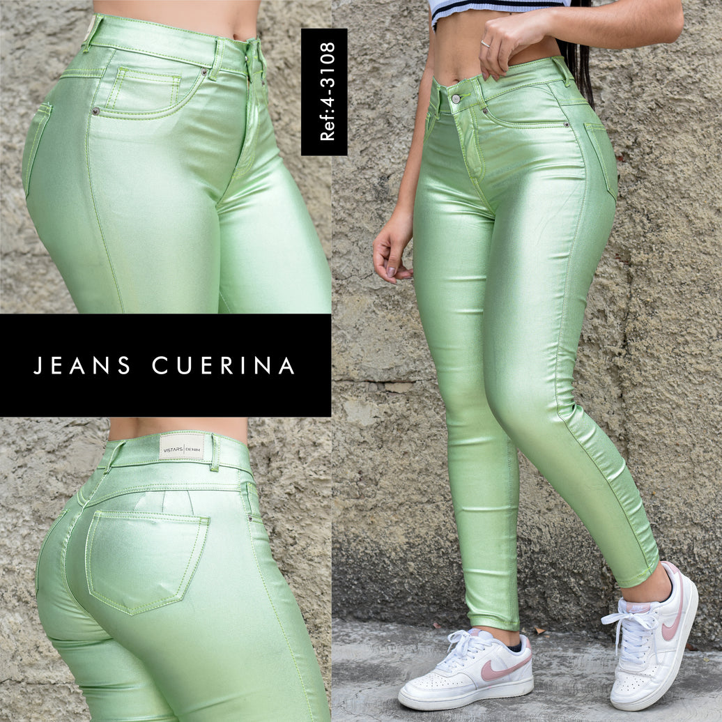 JEANS MUJER CUERINA VERDE REF 4-3108 🔥OFERTA🔥
