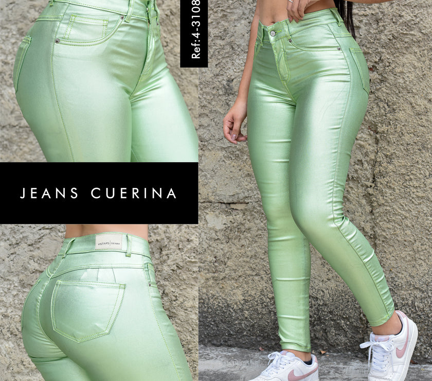 JEANS MUJER CUERINA VERDE REF4-3108🔥DESCUENTO🔥 30%