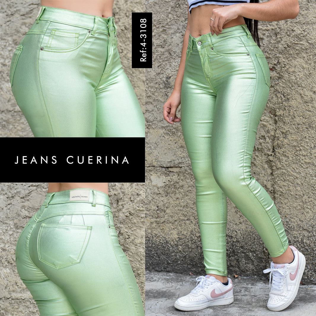 JEANS MUJER CUERINA VERDE REF4-3108🔥DESCUENTO🔥 30%