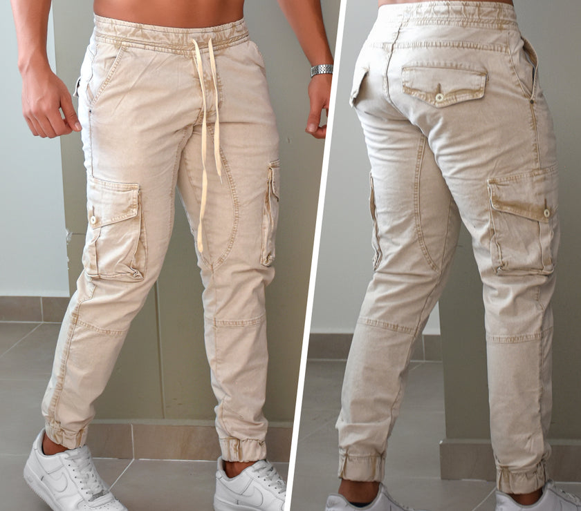 JEANS HOMBRE JOGGER FROTS BEIGE 6-5233