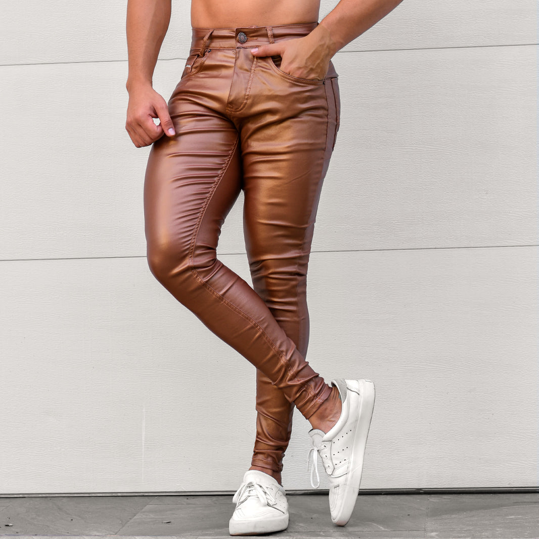 JEANS HOMBRE CUERINA KAKI BRILLANTE  6-3904