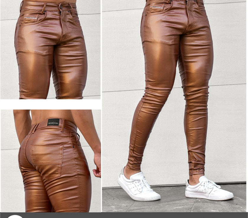 JEANS HOMBRE CUERINA KAKI BRILLANTE  6-3904