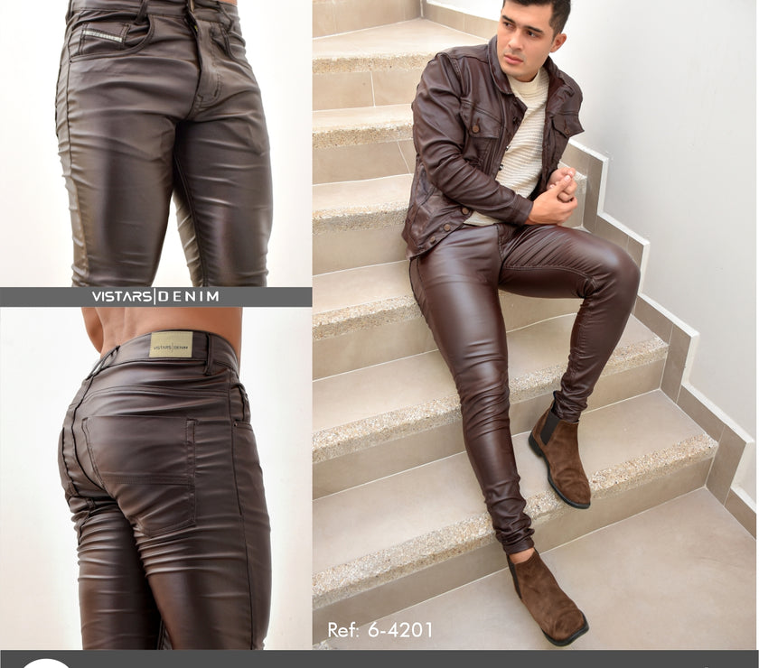 JEANS HOMBRE CUERINA MARRON REF 6-4201