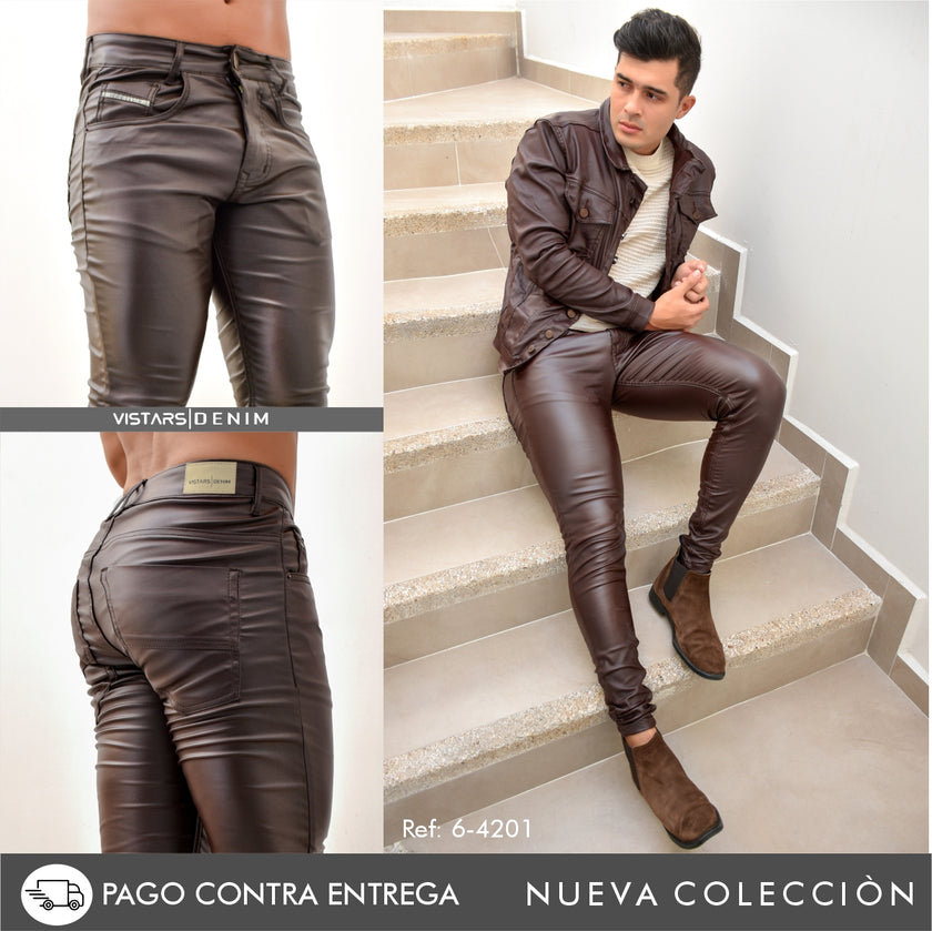 JEANS HOMBRE CUERINA MARRON REF 6-4201