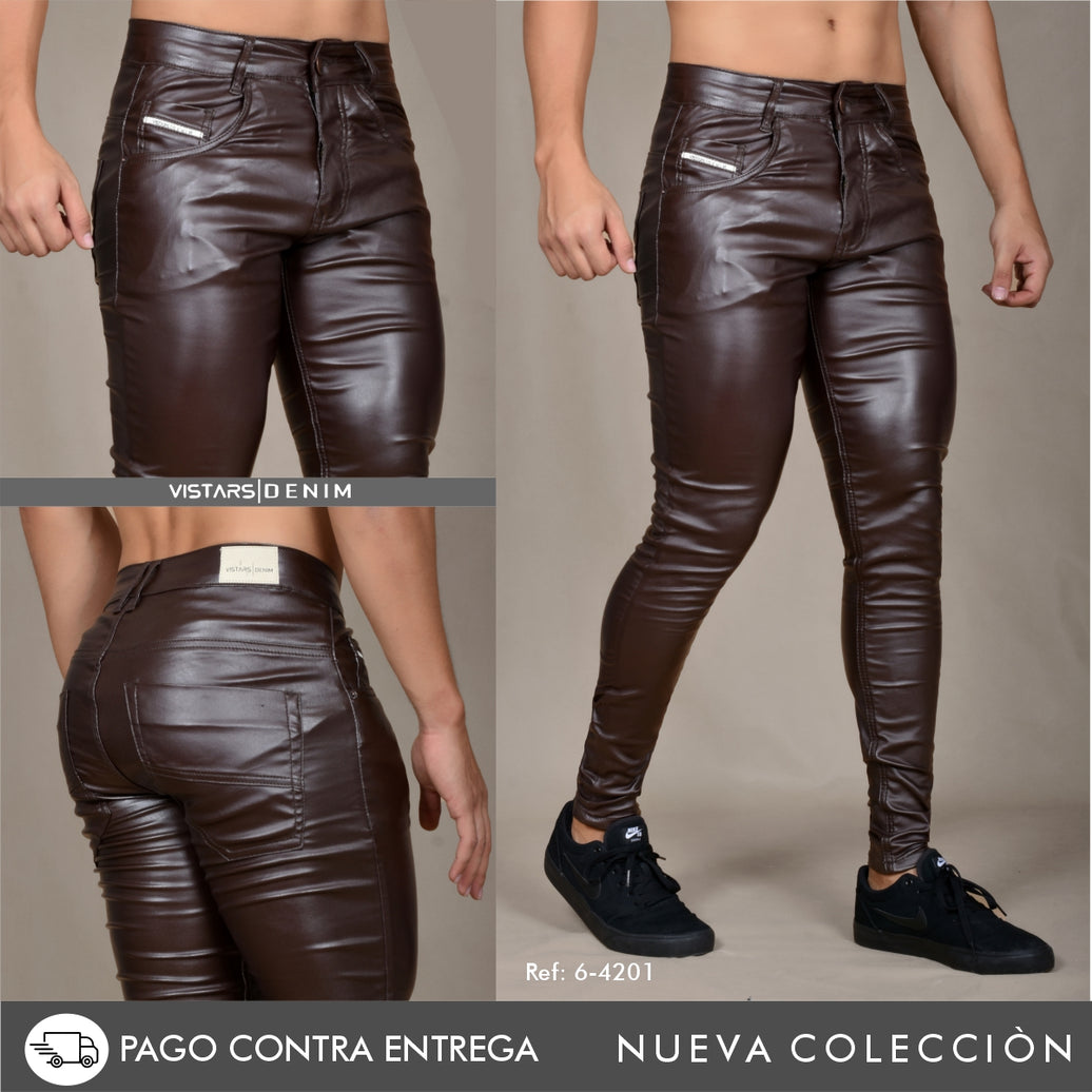 JEANS HOMBRE CUERINA MARRON REF 6-4201
