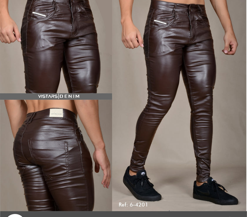 JEANS HOMBRE CUERINA MARRON REF 6-4201