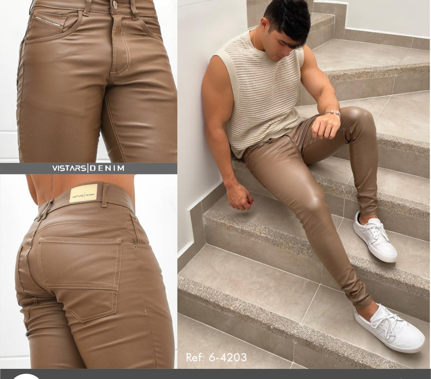 JEANS HOMBRE CUERINA KAKI REF  6-4203