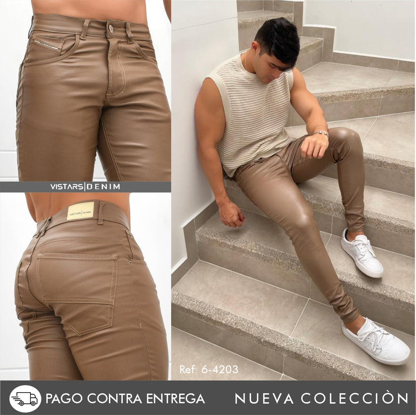 JEANS HOMBRE CUERINA KAKI REF  6-4203